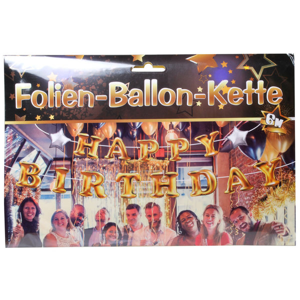 Happy Birthday Folien Ballon Dekoration - Gold