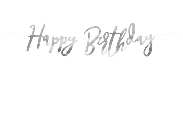 Happy Birthday Banner Schriftzug -Silber