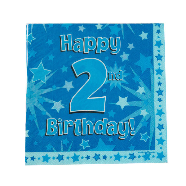 Servietten - Happy 2th Birthday - Blau
