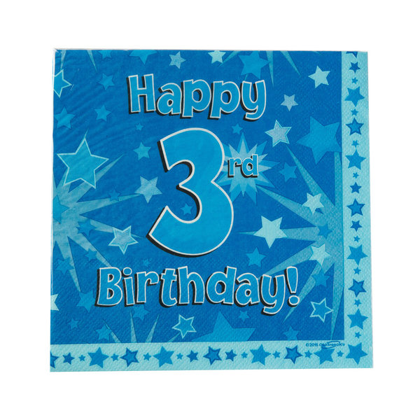 Servietten - Happy 3th Birthday - Blau