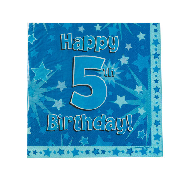 Servietten - Happy 5th Birthday - Blau