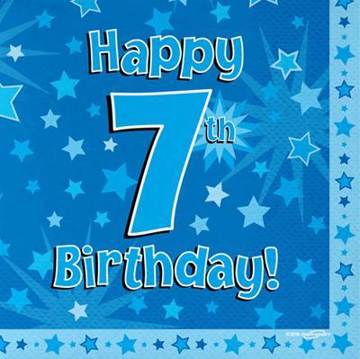 Servietten - Happy 7th Birthday - Blau