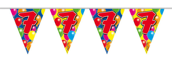7.Geburtstag Wimpelkette mit Ballons - 10 Meter