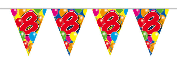 8. Geburtstag Wimpekette mit Ballons - 10 Meter