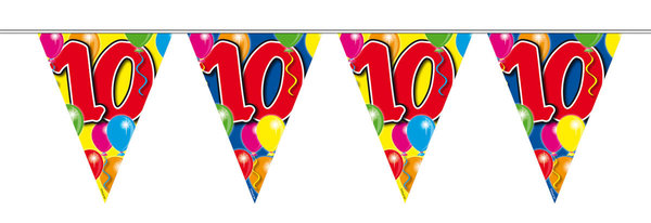 10. Geburtstag  Wimpelkette mit Ballons - 10 Meter