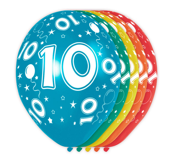10. Geburtstag Ballons - 5 Stück
