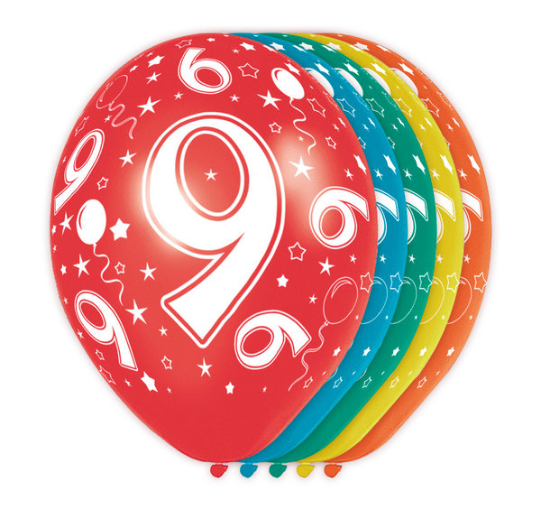 9.Geburtstag Ballons - 5 Stück