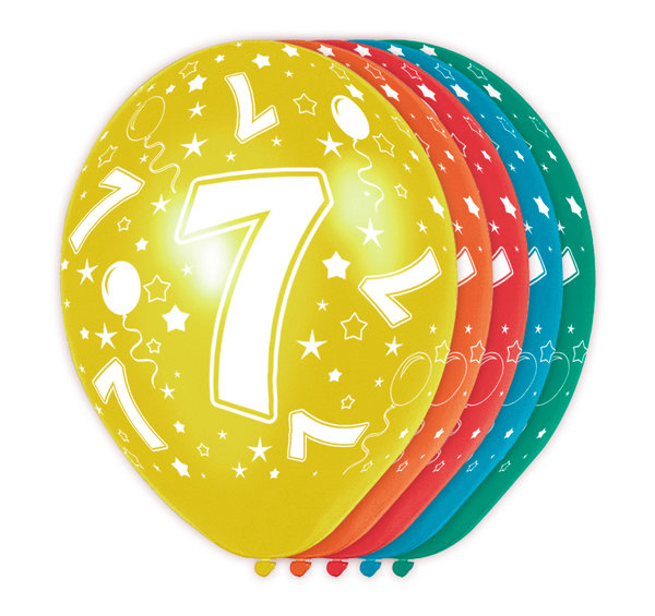 7. Geburtstag Ballons - 5 Stück