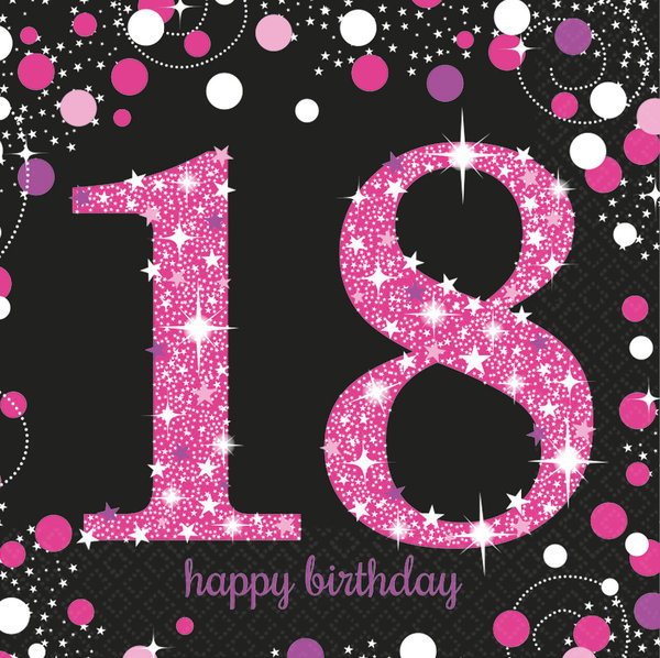 Servietten "Happy 18th Birthday"- Sparkling Celebration Pink