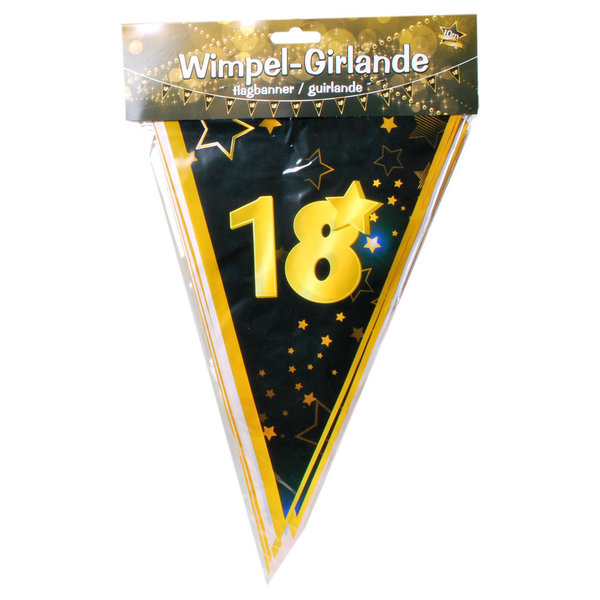 Wimpel Girlande 18 Schwarz/Gold