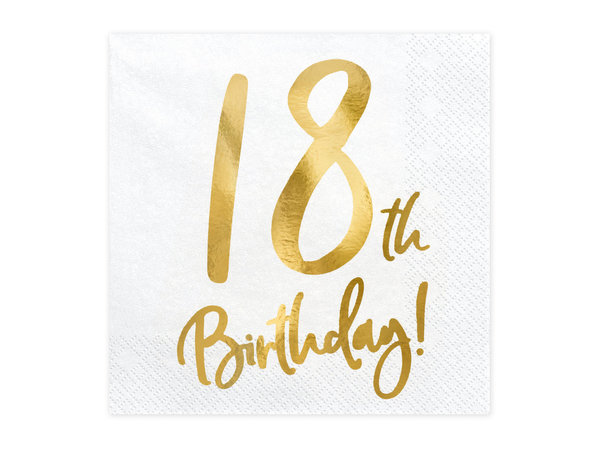 Servietten Trend "18th Birthday", weiß/gold, 20 Stück