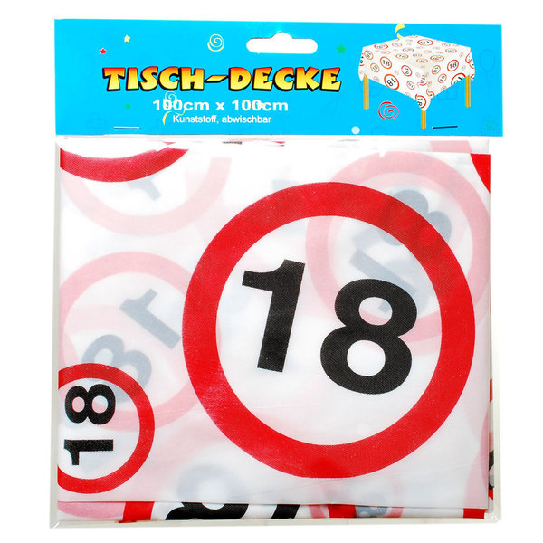 18. Geburtstag Tischdecke  Verkehrschild