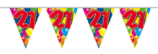 21. Geburtstag  Wimpelkette mit Ballons - 10 Meter