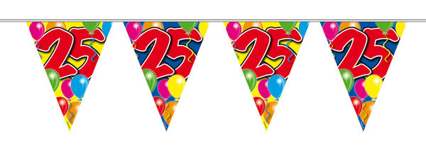 25. Geburtstag Wimpelkette mit Ballons 10 Meter