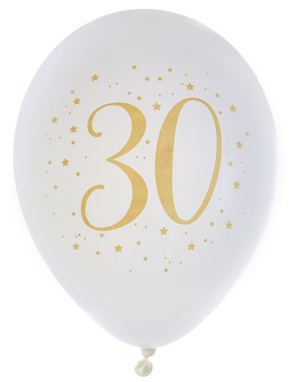 Ballons "30" Golden Times - 8 Stück