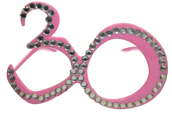 30. Geburtstag  "Spaß-Brille" mit Diamanten - rosa