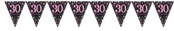 Happy 30th Birthday Wimpelkette - Sparkling Celebration Pink