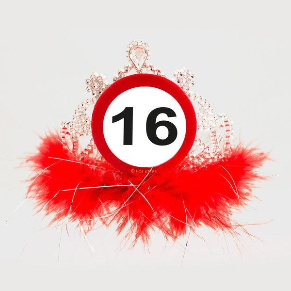 16. Geburtstags  Krone  Verkehrschild