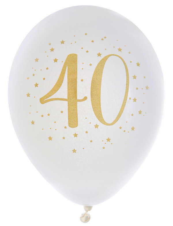 Ballons "40" Golden Times - 8 Stück