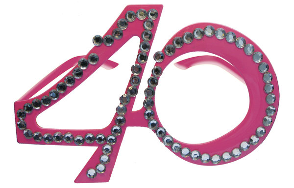 40. Geburtstag "Spaß-Brille" mit Diamanten - rosa