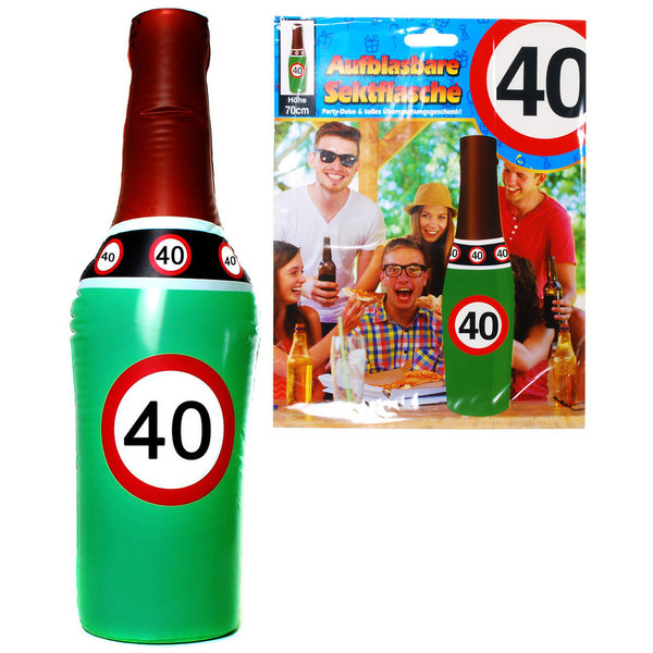 40. Geburtstag Aufblasbare Sektflasche 70cm