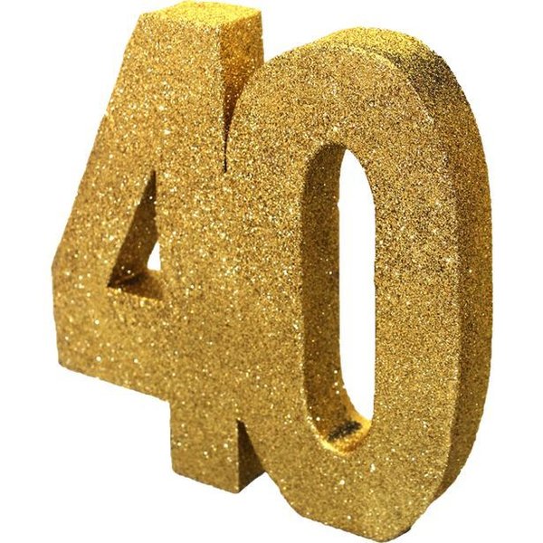Tischdekoration Zahl "40" Glitter Gold - 20cm