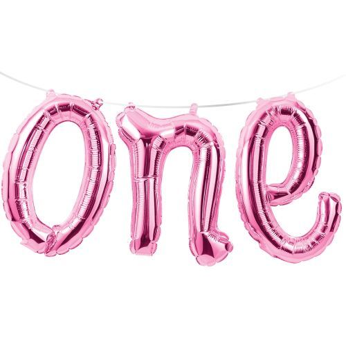 Folienballon Buchstaben-Girlande "one" pink