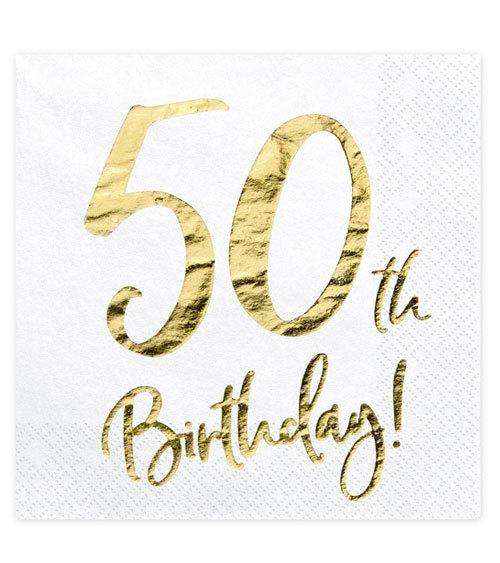 Servietten Trend, "50th Birthday", weiß/gold, 20 Stück