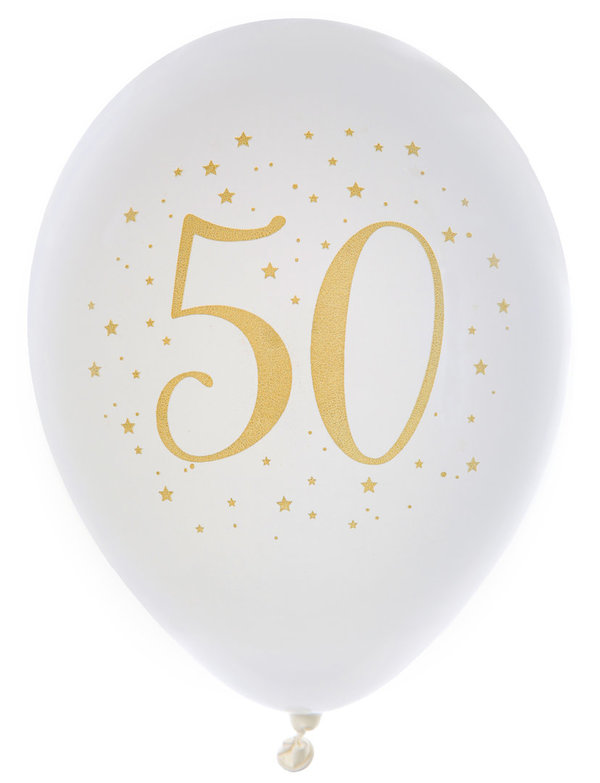 Ballons "50" Golden Times - 8 Stück