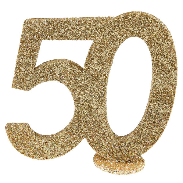 Zahlenaufsteller "50" Glitter Gold - 11cm