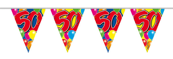 50. Geburtstag Wimpelkette mit Ballons 10 m
