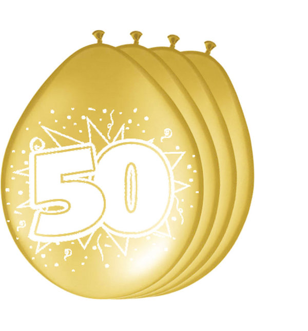 Ballons "50" Gold - 8 Stück