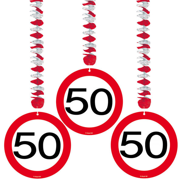 50. Geburtstag Hängedeko Verkehrsschild - 3 Stück