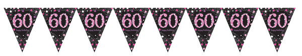 Happy 60th Birthday Wimpelkette Pink