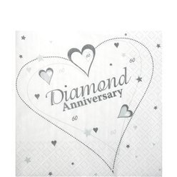 Servietten Diamond Anniversary - Diamant Hochzeit 60 Jahre