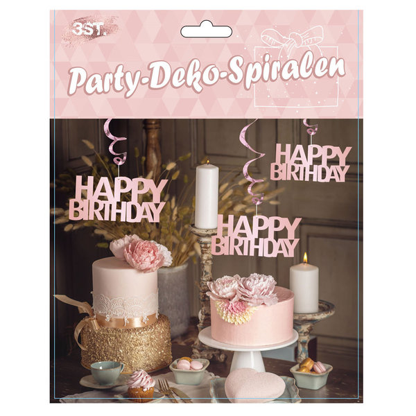Party-Spirale "Happy Birthday" rosegold