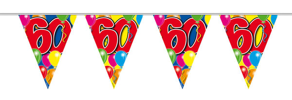 60. Geburtstag Wimpelkette mit Ballons 10 m