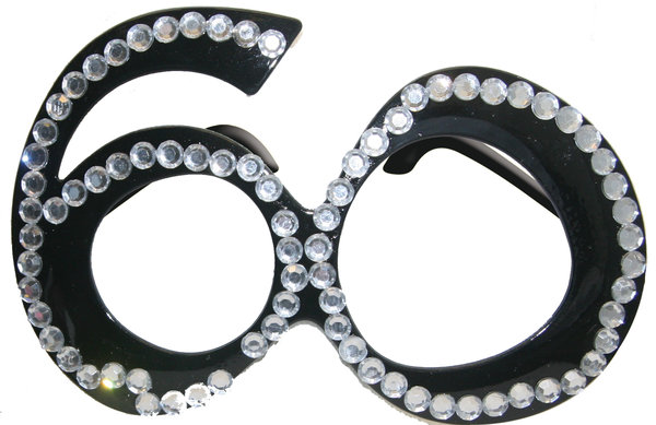60. Geburtstag "Spaß-Brille" mit Diamanten - schwarz