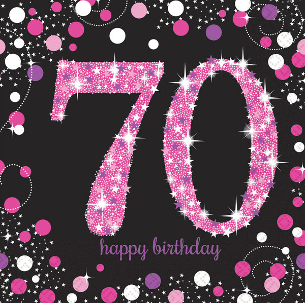 Servietten "Happy 70th Birthday" - Sparkling Celebration Pink