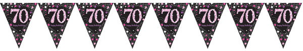 Happy 70th Birthday Wimpelkette Pink