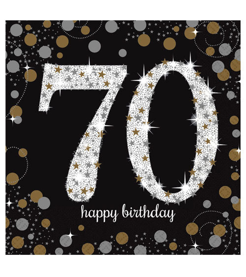 Servietten "Happy 70th Birthday" - Silber&Gold
