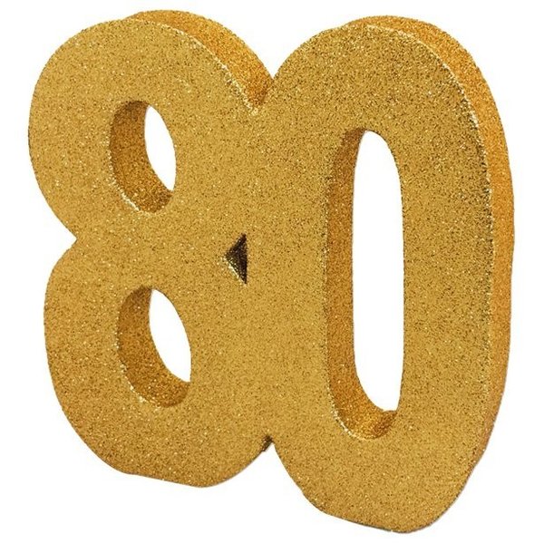 Tischdekoration Zahl "80" Glitter Gold - 20cm