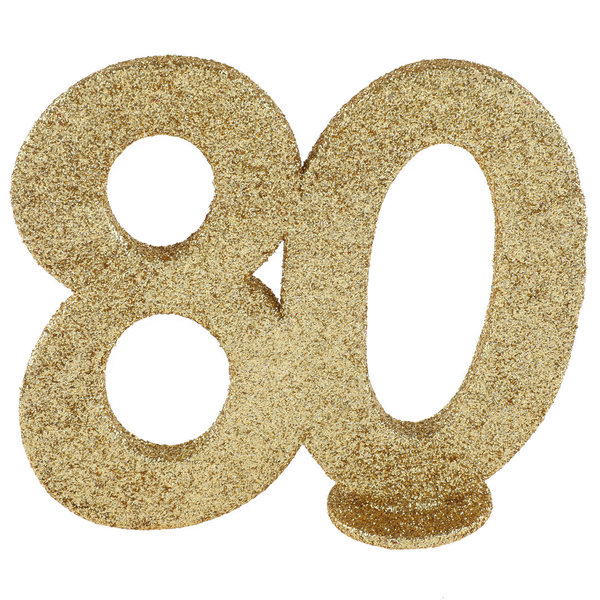 Zahlenaufsteller "80" Glitter Gold - 11cm