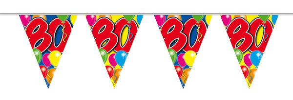 80. Geburtstag Wimpelkette mit Ballons 10m