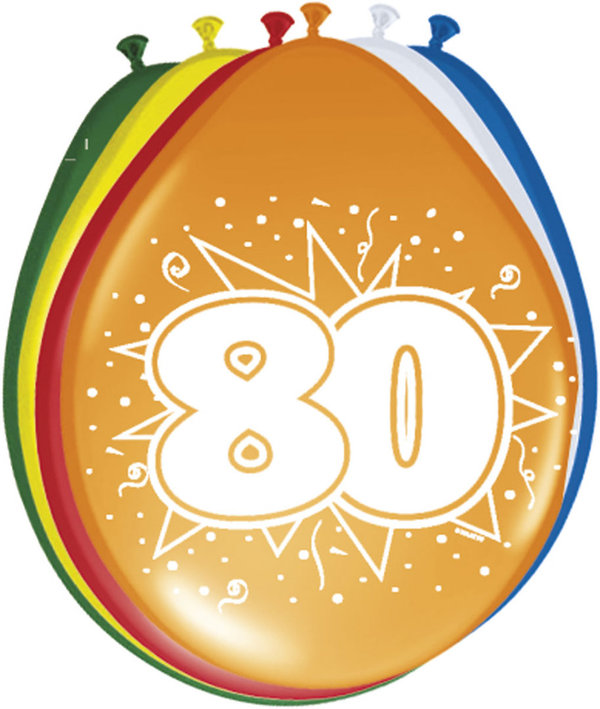 80. Geburtstag Ballons - 8 Stück