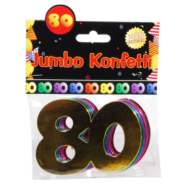 Jumbo-Konfetti "80" Bunt