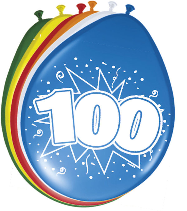100. Geburtstag Ballons - 8 Stück