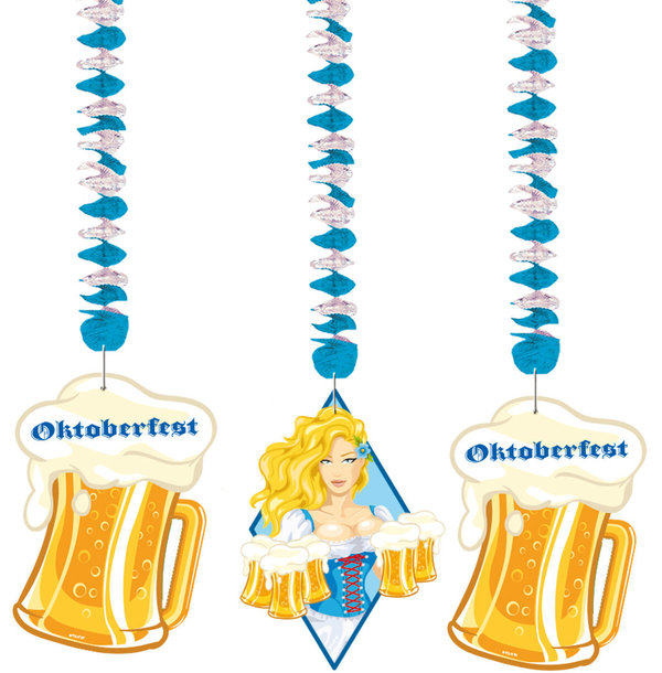 Oktoberfest Bierkrug Hängedeko - 3 Stück