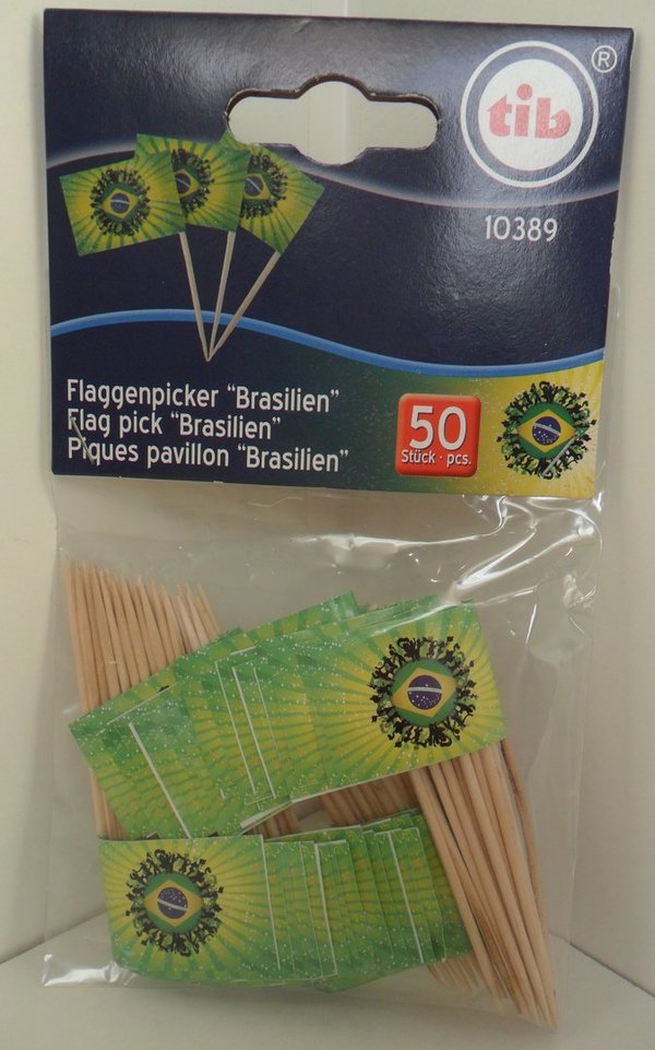 Flaggenpicker "Brasilien" - 50 Stück