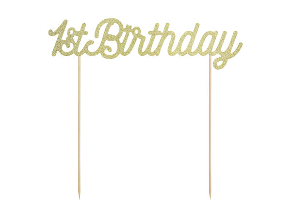 1 Cake Topper - 1st Birthday - Gold